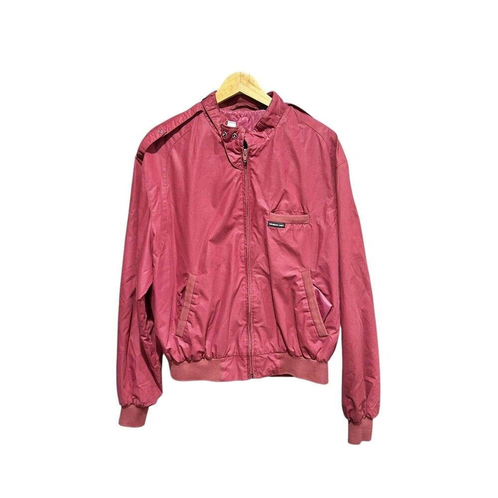 Vintage Members Only Bomber Jacket Red Burgundy Size 46 Mens 80s Long Sleeved